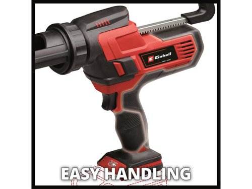 The Einhell TE-SG 18/10 Li-Solo Power X-Change Caulking Gun is the ideal addition to the basic range in the workshop, but also for the craft room and especially when regular repairs or major renovation and refurbishment work is required.Suitable for all commercially available 310ml cartridges. The robust materials ensure longevity even in adverse conditions and for regular use, and the softgrip provides a firm, secure grip during operation. The cartridge gun has a maximum squeezing force of up to 2,000N, a uniform pattern is obtained by the adjustable squeezing speed with an adjusting wheel and a pressure switch.The rotational speed can be adapted to the different materials and quantities with which work is carried thanks to the individual adjustment. A return mechanism eliminates dripping and sticking on surfaces the gun is placed on. The bright LED light offers an optimal view of the application area, even in dark areas.Member of the Power X-Change family. Comes as a Bare Unit, NO battery or charger supplied.Specifications:Feed Speed: 10 mm/s.Dispensing Force: 2,000N.Cartridge Size: 310ml.Weight: 1.94kg.