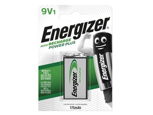 Energizer® Rechargeable batteries are highly recommended for high-drain or frequently used devices - ones that you use more than once a week - such as digital cameras, portable audio players, two-way radios, handheld games, and GPS equipment. They are also recommended for toys and infant devices.For best results pair your Energizer® Rechargeable batteries with Energizer chargers.Can be charged 100's of times. Hold their charge for up to 6 months.Energizer® Rechargeable Batteries - Reusable Power You Can Depend On!1 x Energizer® 9V Rechargeable Power Plus Battery R9V 175 mAh