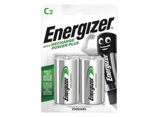 Energizer® Rechargeable batteries are highly recommended for high-drain or frequently used devices - ones that you use more than once a week - such as digital cameras, portable audio players, two-way radios, handheld games, and GPS equipment. They are also recommended for toys and infant devices.For best results pair your Energizer® Rechargeable batteries with Energizer chargers.Can be charged 100's of times. Hold their charge for up to 6 months.Energizer® Rechargeable Batteries - Reusable Power You Can Depend On!1 x Pack of 2 Energizer® C Cell Rechargeable Power Plus Batteries RC2500 mAh