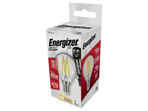Energizer® LED SES (E14) Golf Filament Non-Dimmable Bulb, Warm White 470 lm 4W