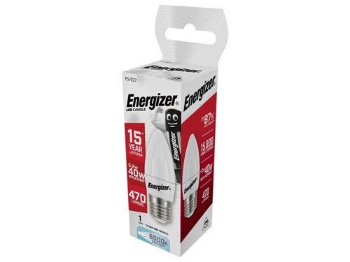 ENGS13574 Energizer® LED ES (E27) Opal Candle Non-Dimmable Bulb, Daylight 470 lm 5.2W