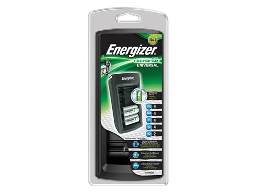 The Energizer® S696N Universal Charger charges AA, AAA, C, D and 9V rechargeable batteries. It provides fast, safe charging thanks to the built-in safety timer that prevents overcharge. There is also reverse polarity protection. The LCD panel quickly indicates charging status as well as bad battery detection. It will charge AA or AAA batteries within 3 to 5 hours.