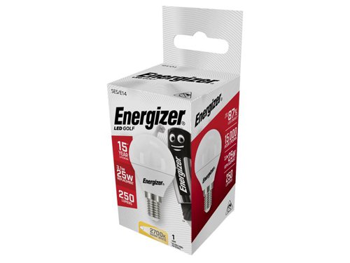 ENGS8837 Energizer® LED SES (E14) Opal Golf Non-Dimmable Bulb, Warm White 250 lm 3.1W