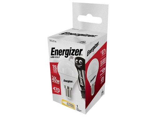 Energizer® LED SES (E14) Opal Golf Non-Dimmable Bulb, Warm White 470 lm 5.2W