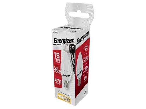 ENGS8851 Energizer® LED SES (E14) Opal Candle Non-Dimmable Bulb, Warm White 470 lm 5.2W