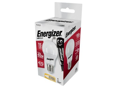 Energizer® LED ES (E27) Opal GLS Non-Dimmable Bulb, Warm White 470 lm 5.5W
