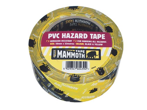 EVB PVC Hazard Tape Black / Yellow 50mm x 33m