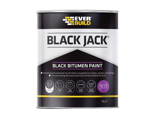 Everbuild Sika Black Jack® 901 Black Bitumen Paint 1 litre