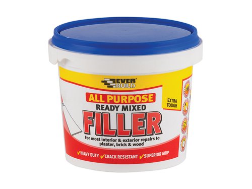 All Purpose Ready Mixed Filler is an easy-to-use, ready mixed filler suitable for both interior and exterior use. When applied as directed, the filler dries to a smooth but tough crack resistant sandable finish, which may be painted, papered or stained.BENEFITSHeavy-duty tough filler - exterior and interior use.Ready mixed formula - apply straight from tubOverpaintable with most solvent based and emulsion paintsOverstainableDries whiteAREAS FOR USEFills gaps and holes in:PlasterBrickStoneWoodRender600g