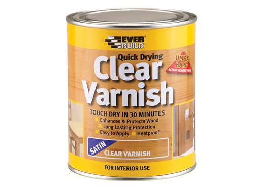 EVB Quick Dry Wood Varnish Satin Clear 750ml
