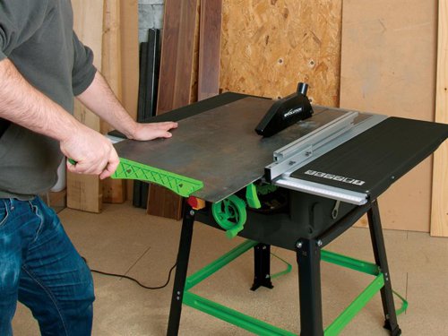The Evolution FURY 5-S Multi-Purpose Table Saw utilises patented Evolution multipurpose cutting technology, meaning it can cut mild steel, non-ferrous metals, wood, even wood with embedded nails and plastic with a single blade. Featuring a quick clamp, parallel rip fence with measuring rail guide for accurate and assisted rip cutting. A push stick is also provided for safer operation when cutting smaller off cuts.The FURY 5-S is safer, faster and more economical than abrasive metal cutting saws. When cutting mild steel the saw produces no heat, no burrs and virtually no sparks. The cuts are clean and cool to touch, creating an instant workable finish.Supplied with:1 x F255TCT-24T Multi-Purpose Blade 255 x 25.4mm x 24T2 x Table Extensions4 x Extension Table Support Struts2 x Blade Changing Tools1 x Mitre Gauge1 x Anti-bounce Device1 x Adjustable Rip Fence2 x Rear Cantilever Braces1 x Push Stick2 x Fence Rails1 x Table Saw Stand (when assembled)1 x Allen Key1 x Spanner1 x Fence Locating Bar1 x Instruction ManualSpecification:Input Power: 1,500WNo Load Speed: 3,250/min.Blade: 255 x 25.4mmCapacity: Wood Rip/Cross Cut (0°) : Wood: 85mm, Bevel Cut (45°): Wood: 65mmRip Capacity (Right): 410mmCutting Capacity: Steel: 3mmRiving Knife Thickness: 1.8mmOverall Table Size: 938 x 642mmWeight: 23kg