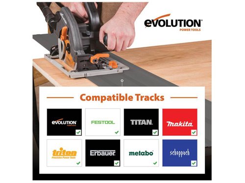 EVLR185CCSXL Evolution R185CCSX Circular Track Saw Kit 185mm 1600W 110V