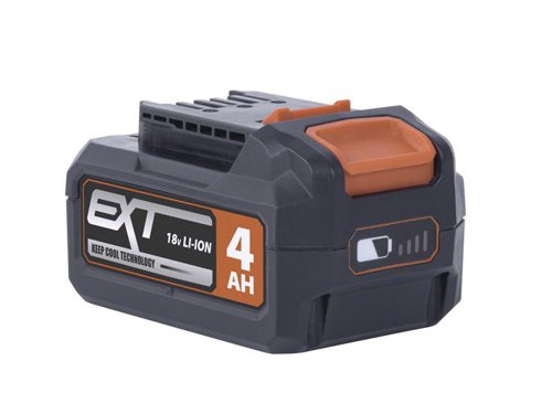 Evolution R18BAT-Li EXT 18v Li-ion Batteries provide outstanding run time with all EXT 18V cordless tools. Keep Cool battery technology actively manages the battery temperature, keeping cells cool so they do not overheat, giving you more power, longer runtime and extended battery life.This Evolution R18BAT-Li4 EXT Battery has the following specification:Amperage: 4.0AhVoltage: 18VChemistry: Li-ionNumber of Cells: 10Weight: 720gCharge Time: 50 min.