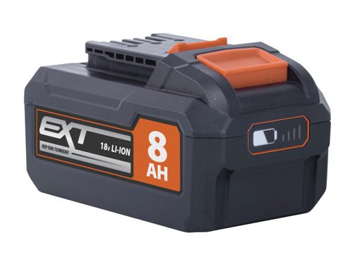 Evolution R18BAT-Li EXT 18v Li-ion Batteries provide outstanding run time with all EXT 18V cordless tools. Keep Cool battery technology actively manages the battery temperature, keeping cells cool so they do not overheat, giving you more power, longer runtime and extended battery life.The Evolution R18BAT-Li8 EXT Battery has designed to tackle the most demanding jobs, the ultra high capacity 10 cell battery delivers uncompromising power, all day. Offers over 40% longer battery life* vs Evolution 5Ah battery to maximise your productivity.*Based on internal cut testing.Specification:Amperage: 8.0AhVoltage: 18VChemistry: Li-ionNumber of Cells: 10Charge Time: 95 min.