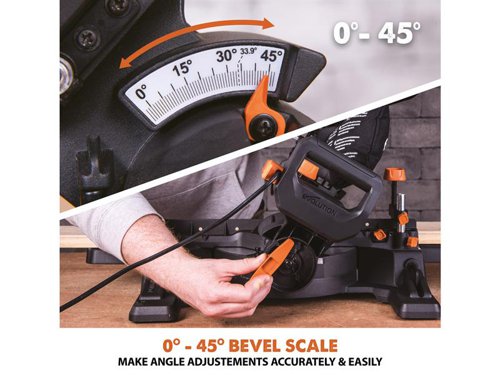 EVLR210S300 Evolution R210SMS-300+ Pro Multi-Material Sliding Mitre Saw 210mm 1500W 240V