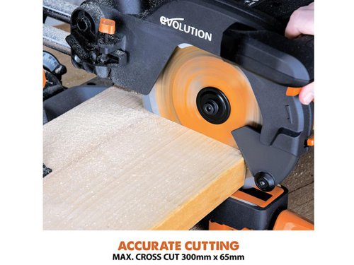 EVLR210S300 Evolution R210SMS-300+ Pro Multi-Material Sliding Mitre Saw 210mm 1500W 240V