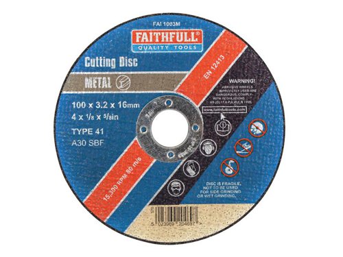 Faithfull Metal Cut Off Disc 100 x 3.2 x 16mm