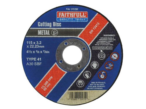 Faithfull Metal Cut Off Disc 115 x 3.2 x 22.23mm