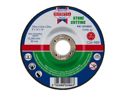 Faithfull Depressed Centre Stone Cutting Disc 125 x 3.2 x 22.23mm
