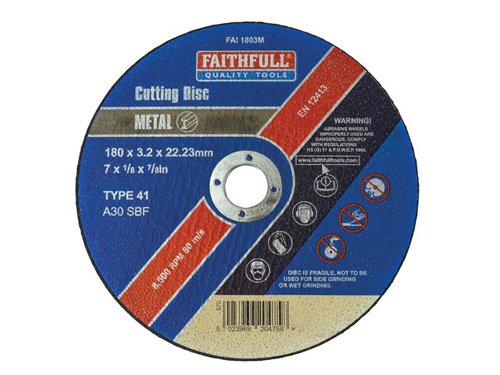 Faithfull Metal Cut Off Disc 180 x 3.2 x 22.23mm