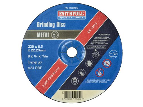 FAI Depressed Centre Metal Grinding Disc 230 x 6.4 x 22.23mm