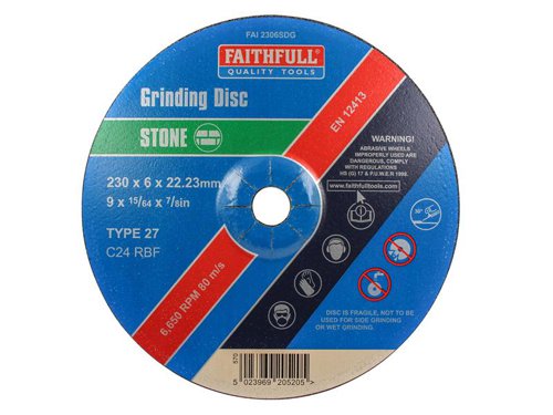 FAI Depressed Centre Stone Grinding Disc 230 x 6 x 22.23mm