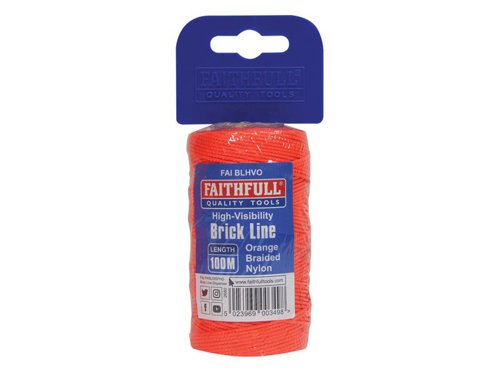 Faithfull Hi-Vis Nylon Brick Line 100m (330ft) Orange