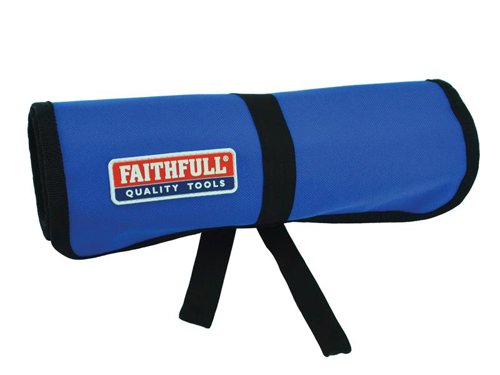 The Faithfull Bit Roll is made from a hard wearing nylon backed polyester material which is double stitched at stress points and edged for extra strength.Contains pockets for various sizes of drill bits and a zip-up compartment for storing small tools or paperwork. Three elastic loops are provided for secure pen or pencil storage.This Faithfull Bit Roll has the following specification:Pockets: 13Dimensions: 27 x 55cm