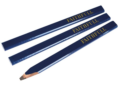 FAICPB Faithfull Carpenter's Pencils - Blue / Soft (Pack 3)