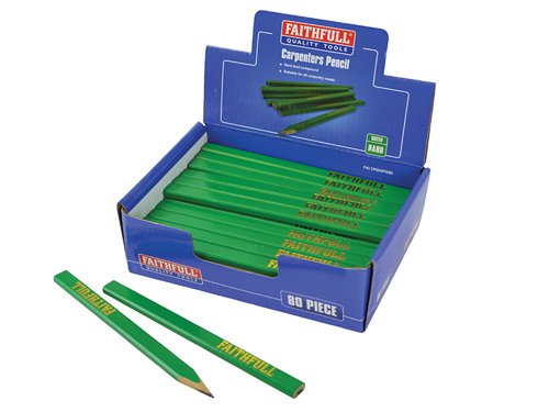 Faithfull Carpenter's Pencils - Green / Hard (Display 80)