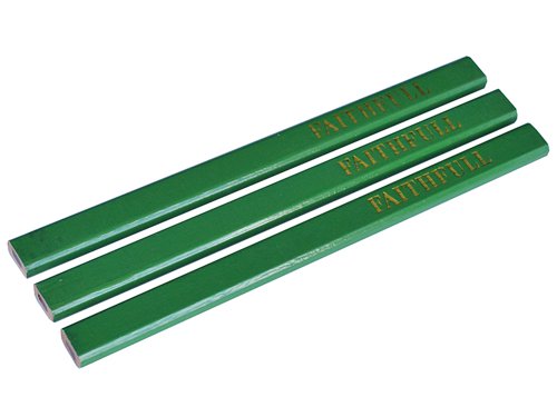 FAICPG Faithfull Carpenter's Pencils - Green / Hard (Pack 3)