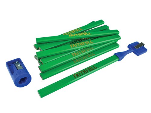 FAICPGKIT Faithfull Carpenter's Pencil Kit Green / Hard (Pack 12)
