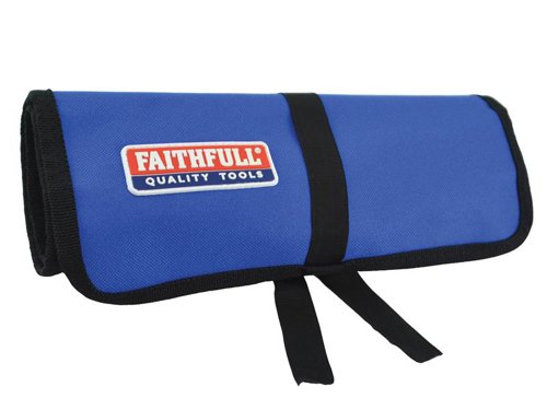 The Faithfull Chisel Roll is made from a hard wearing nylon backed polyester material which is double stitched at stress points and edged for extra strength.Contains pockets for various sized chisels and small tools and a zip-up compartment for storing small tools or paperwork. Three elastic loops are provided for secure pen or pencil storage.New improved design features wider pockets to fit chisels with or without blade guards. The chisel size is printed on the pocket for easy product selection.This Faithfull Chisel Roll has the following specification:Pockets: 8Dimensions: 32 x 50cm