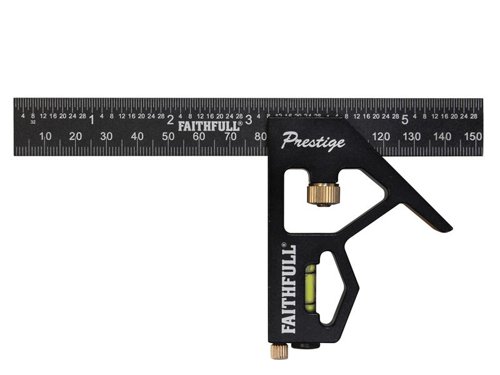 FAICS150CNC Faithfull Prestige Combination Square Black Aluminium 150mm (6in)