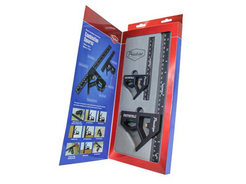 FAICS300TCNC Faithfull Prestige Combination Square Twin Pack 150mm (6in) & 300mm (12in)