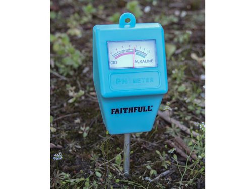 This Faithfull pH Meter is easy to use and an essential instrument for both the professional and keen gardening enthusiast, providing a quick, no fuss method of measuring the pH (acidity and alkalinity) value of soil.Knowing the pH value is very important and directly influences the health of plants, using this meter to provide an accurate reading will allow the pH level to be adjusted accordingly to best suit the plants being grown prior to planting.The meter can also be used to help identify the best growing environment, and area for growing outdoor plants, shrubs, vegetables, trees, and for improving, modifying soil in your garden.Features:Analogue needle Acid-Alkaline indicator.Accurate pH soil reading in 60 seconds.Ideal for fruit and vegetables.No batteries required.To change soil pH:A. To increase the pH value, lime should be added. Lime is a compound of calcium, or calcium and magnesium. Applied in the form of ground agricultural limestone, burnt lime or hydrated lime for the quickest result.B. To decrease the pH value use either aluminium sulphate or sulphur. Aluminium sulphate is the quickest acting as it will increase the acidity as soon as it dissolves into the soil.Quantities of additives will vary depending on the type of soil, consult a gardening book or professional gardener if further advice is needed.