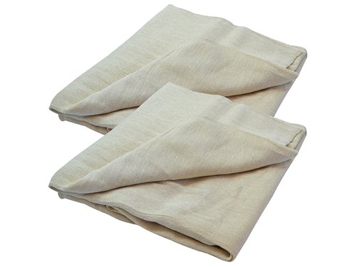 Professional quality dust sheets for domestic and trade use, made from 100% cotton twill for long life. Absorbs paint splashes and is machine washable at low temperatures.Faithfull Cotton Twill Dust SheetPack of Two: 3.5 x 2.6m (12 x 9ft approx).