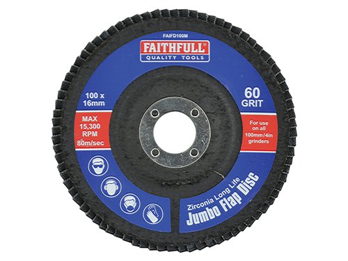 Faithfull Abrasive Jumbo Flap Disc 100mm Medium