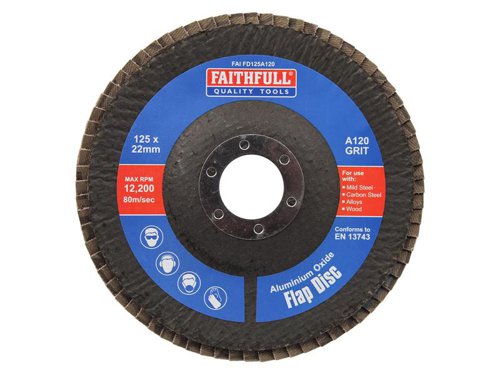 Faithfull Aluminium Oxide Flap Disc 125 x 22mm 120 Grit