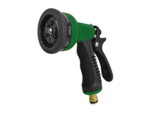 The Faithfull Garden Spray Kit is the ideal watering accessory starter kit for making the best use of a garden hose.The spray gun delivers 9 patterns - cone, fan, flat, angle, jet, mist, soaker, shower and quad, by turning the front facing selector nozzle to one of nine positions.The gun features a comfort grip handle and a brass male connector.The kit contains the necessary fittings for attaching a hose to an outside tap with a 1/2in or 3/4in diameter, plus all the necessary adaptors for connecting both the hose and the gun to the water supply.The handy hose mender doubles as an extender for connecting two lengths of hose to create a longer run.Kit Contains:• 9 pattern Spray gun • Female Hose Connector• Female Water Stop Connector • Hose Mender• Dual Tap ConnectorCan be used with all 1/2in hoses