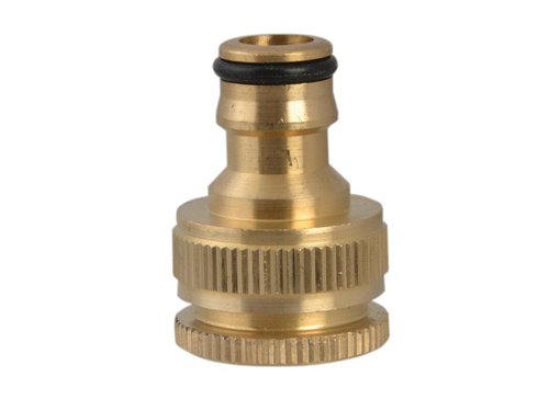 This Faithfull quick-release push-fit Brass Dual Tap Connector fits both 12.7mm (1/2in) and 19mm (3/4in) taps for easy attachment, and disconnection. It is manufactured from high quality brass.Suitable for use with all 12.7mm (1/2in) bore garden hoses, and compatible with all other UK water fittings.