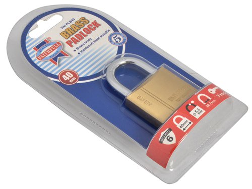 FAI Brass Padlock 40mm 3 Keys