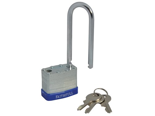 FAI Laminated Steel Padlock 40mm Long Shackle 3 Keys