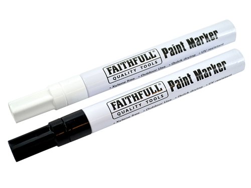 FAIPMBLKWHI Faithfull Paint Marker Pen Black & White (Pack 2)
