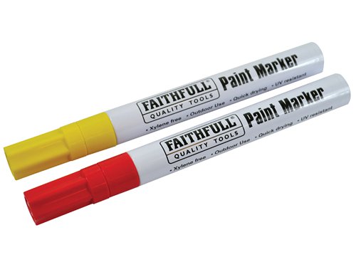 FAIPMYELRED Faithfull Paint Marker Pen Yellow & Red (Pack 2)