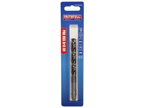 The Faithfull Professional Pre Pack Metric HSS Jobber Drill Bits are designed to meet the requirements of the professional user, these pre-packed drills are manufactured from M2 grade steel and are fully ground to meet the standard of DIN 338 and feature a 135?? non-slip split point.Suitable for use in: Alloy steels, carbon steels, cast iron, hardened alloy steels and stainless steels.Diameter: 10.0mm