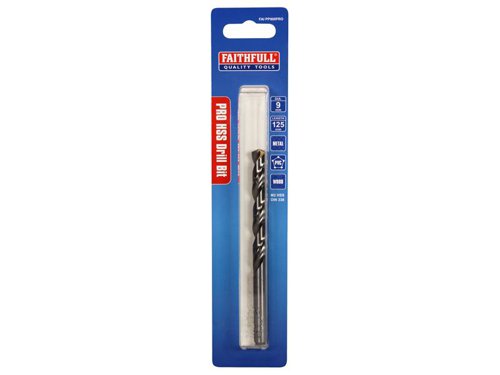 The Faithfull Professional Pre Pack Metric HSS Jobber Drill Bits are designed to meet the requirements of the professional user, these pre-packed drills are manufactured from M2 grade steel and are fully ground to meet the standard of DIN 338 and feature a 135?? non-slip split point.Suitable for use in: Alloy steels, carbon steels, cast iron, hardened alloy steels and stainless steels.Diameter: 9.0mm
