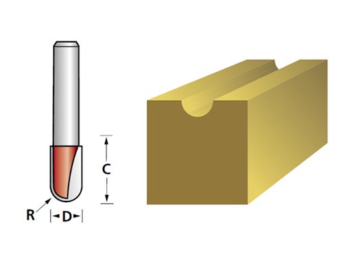 Faithfull Router Bit TCT Radius 3.0 x 15mm 1/4in Shank