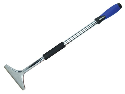 The Faithfull Heavy-Duty Long Handled Scraper has a high-carbon steel blade. Ideal for removing paper and vinyl wall coverings. The long-handle has a soft grip with internal storage for spare blades. Blade Width: 150mm (6in)Overall Length: 600mm (24in)