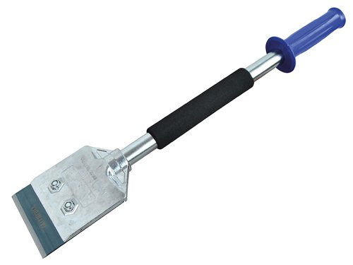 The Faithfull Heavy-Duty All-Metal Scraper has a heavy-duty 100mm blade and is ideal for the removal of ceramic tiles. The reversible blade features two sharp bevelled edges and is made from fine ground and heat-treated, high-carbon steel.The blade can be mounted with the bevel side facing upwards for use on cement and hard surfaces, or bevel down for use on wood and softer materials. In addition, it can be mounted with the blunt side edge facing forwards to knock off adhesive and other surface imperfections.Blade Width: 100mm (4in)Total Length: 530mm (21in)